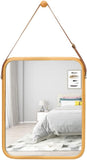 CARLA HOME Hanging Wall Mirror with Bamboo Frame with Adjustable Leather Strap for Bathroom, LSB-36293