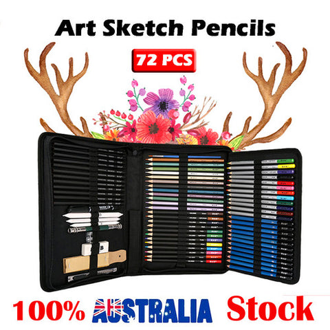 72pcs Professional Drawing Artist Kit Set Pencils and Sketch Charcoal Art Tools V201-BCZ0072BL8AU