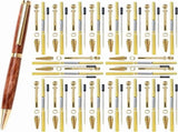 20 Pack Slimline Pen Kit-7mm Wood Turning Twist Pen Kits with Refills, Brass Hardware & 5 Finishes V1366-AZ2-W-14356
