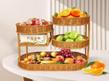 Imitation Rattan Fruit Basket Multi-Layer Fruit Basket Snack Storage Candy - Light Brown - Size L V1347-122-30192-LIG-L