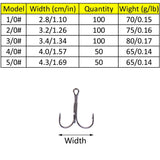 50PCS Treble Fishing Hooks High Carbon Steel Fishing Hooks Set with Box V1192-AZ-W-30758