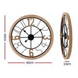 Artiss 60CM Wall Clock Wooden WC-60-BK-PE