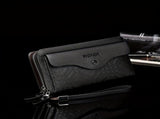 men's business clutch bag, large capacity handbag, double zipper wallet, multi card slots purse, PU V1106-918-60231-BLK-M