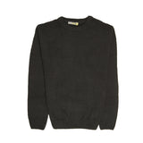 100% SHETLAND RAGG WOOL CREW Round Neck Knit JUMPER Pullover Mens Sweater Knitted - Plain Black - M V563-SW-CN-FBK-99B-M