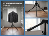 Adjustable Black Foldable Clothes Steamer Rack with Wide Base Ergonomic Height for Home and Retail V1366-AZ2-W-20203