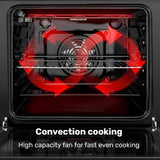 EuroChef 60cm Stainless Built-in 70L Grill 8 Function Fan Forced Electric Wall Oven V219-COKOVNEUCA78B
