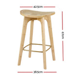 Artiss 2x Bar Stools Bamboo Rattan Stool Counter Chair Kitchen Barstools BA-Y-1033-NAX2