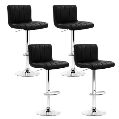 Artiss 4x Bar Stools Gas Lift Leather Black BA-K-1185-BKX4