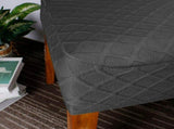 Stretch Solid Diamond Lattice Dining Chair Cover Removable Washable Short Dining Chair Protector for V1294-YM0901-H40121DGY