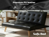 Artiss Sofa Bed Couch 2 Seater Lounge Fabric Black SBED-E-SOLO86-PU-BKX2