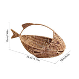 Lifelike Fish Shaped Hand Woven Storage Basket, Decorative Nautical Organizer Tray, Multipurpose V1192-AZ-W-24649