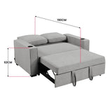 Sarantino Hoffman Linen Sofa Bed with Cushions and Cup Holders Light Grey SOFA-YGG-7004-LNN-LGY
