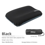 Black Automatic Inflatable 3D Outdoor Sponge Pillow - Portable Camping Travel Neck Cushion, V888-ELOSUNG13224