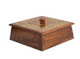 Tapered Mango Wood Box W Metal Pressed Inlay 10cm V637-59088BOX