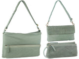 3-Piece Set Pierre Cardin Womens Woven Cross-Body Bag - Mint Green V563-PC-MINT-3X