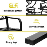 Gardeon Outdoor Bench Seat Garden Steel Outdoor Furniture 3 Seater Park Black GB-STEEL-XG220-BK