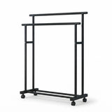 CARLA HOME Double Rod Clothes Rack with Wheels, Metal, Portable Wardrobe Rack V178-36543