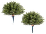 Artificial Topiary Cypress Trees with Ground Spike, 2 Set 406mm Faux Shrubs & Bushes Potted Plants, V952-DDMJCRGXJBS12L95S001V0
