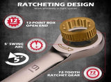 SEDY 12Pcs Ratcheting Wrench Set 8-19mm Metric CR-V Steel 72T Spanner Tool Kit V465-81176