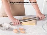 18/8 Stainless Steel 16 inch Adjustable Rolling Pin with Silicone Removable Thickness Rings, V1258-DP02-C-365