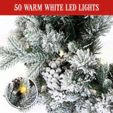 Christabelle 61cm Snowy Christmas Wreath with LED Lights Dorchester Pine Cones Front Door Decor 112_NATSD61