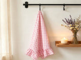 Ruffled Gingham Kitchen Dish Towels 2 Pack Farmhouse Style For Drying Dishes Table Decor 75x45cm V1369-AZ3-W-14823