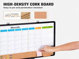 24x 18 Monthly Calendar Whiteboard & Cork Board Combo with Aluminum Frame 2-in-1 Magnetic Dry Erase V767-VVR-RMB24X18RLBB31L3TV0