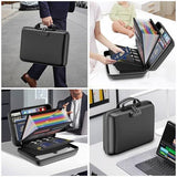 Fireproof Organizer with Lock, Hard-Shell Case Fireproof Document Box with 13 Pocket Accordion V1107-120-02255-BLK