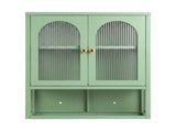 Artiss Buffet Cabinet Sideboard Wall Mounted Fluted Display Storage 70cm Green AI-SID-WM60-GN