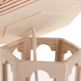 Hexagon Shaped Wooden Hanging Bird Feeder With Sloped Roof Outdoor Garden Backyard Wild Bird Feeding V1366-AZ2-W-21282