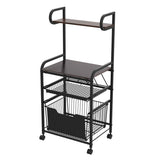 Kitchen Mobile Trolley Floor-Standing Storage Rack-Black V1161-108713