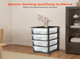Plastic Storage Drawers Cart, 4 Drawers Storage Organizer with Wheels, Rolling Closet Organization V952-CWCT1SLJL4G13PBKB001V0