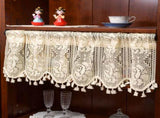 Vintages with tassels Valance for Kitchen Cafe, Short Boho Sheer Lace Crochet V1189-WXFWAL-20260319-00049