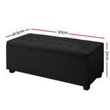 Artiss Storage Ottoman Blanket Box 97cm Linen Black OTM-L2-LINEN-BLACK