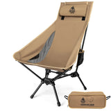 Portable High-Back Camping Chair Khaki V728-OBA1005008315454065