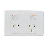 GSME Double Power Point Flush Mount Standard 15A 250V Horizontal White COPP152G V1202-V1-GSMCOPP152G