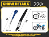 3 Pcs Tire Iron Kit Include 2 Pcs 10" Motorcycle Tire Spoons and a 15" Arc Levers Changing Repair V1258-DP02-C-3064