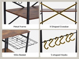 Artiss 3-Tier Kitchen Rack with 2 Power Outlets Microwave Storage Shelf 6 Hooks 90CM KR-MEL-3S-90-2AC-BKBR
