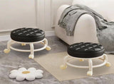 Plastic Rolling Low Stool with Wheels Living Room, Bedroom, and Home Office, Mobile Step Stool V1369-AZ3-W-12059