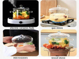 High Borosilicate Glass Stew Pot with Double Handles and Cover Heat Resistant Cookware for Slow V1369-AZ3-W-16238