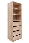 GENEVA THREE SHELF/FOUR DRAWER BUILT IN WARDROBE - FLUTED - NATURAL OAK V164-ECW2SFB