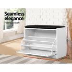 Artiss Shoe Cabinet Bench Shoes Storage Rack Organiser Drawer White 15 Pairs FURNI-Q-SHOE-BEN01-WH