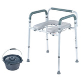 Commode Chair, Bedside Commode with Padded Seat and Arms, 7-Level Adjustable Height, 5.8L Removable V952-WLLGS350BLRZ8J6E0V0