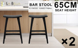 2X Wooden Bar Stool Padded PU Leather Dining Chair KANSO 65cm BLACK V274-FT-BSWO-AM552P-BK2