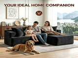 Couch Modular Sectional 3 Seater Sofa L-Shaped Black,81" Boneless Sofa Bed, Deep Seat and Side V1337-LS-BK02-B