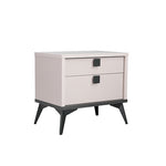 Bedside Table with 2 Storage Drawers MDF Combination of Champagne and Black Colour Nightstand V43-BST-MAXL