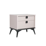 Bedside Table with 2 Storage Drawers MDF Combination of Champagne and Black Colour Nightstand V43-BST-MAXL