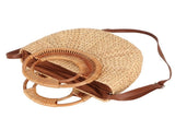 Women Rattan Bag Retro Fashion Small Semicircle Handwoven Straw Shoulder Bag Clutch Bag for Beach V1294-YM0710-3117230325111