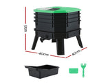 Gardeon Compost Bin 4-Tray Stackable Worm Farm Composter with Liquid Fertiliser Tap CBIN-4LVL-GNBK