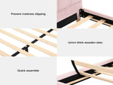 Artiss Bed Frame Double Size Scallop-Shape Bedhead Beds Base Pink Velvet Fabric BFRAME-G-ROSY-D-PK-ABC